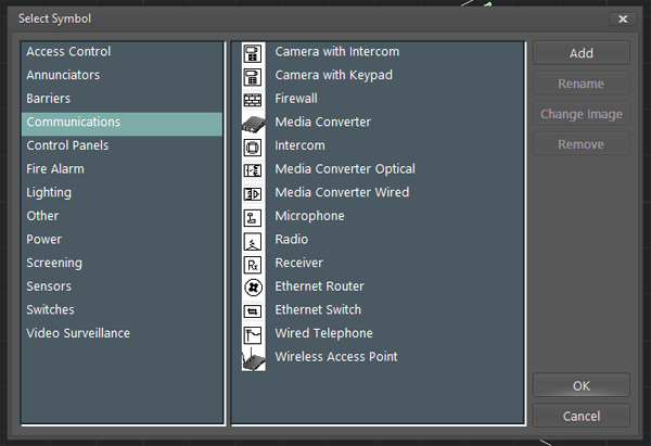 Access Control, burglar alarm symbols in JVSG